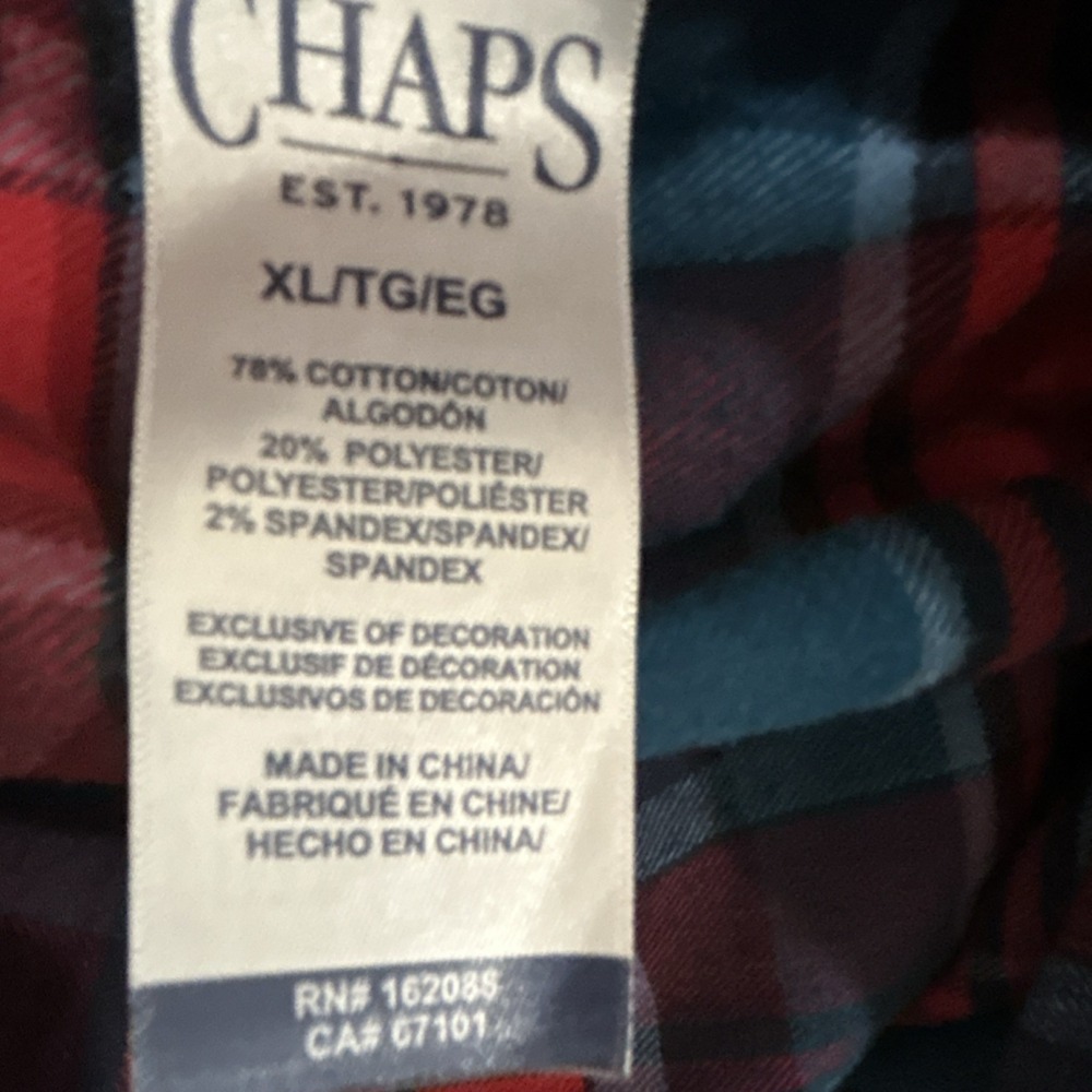 Plaid Flannel Stretch Button-Down Shirt Red /Blue Men's XL 2 shirts - Picture 6 of 11